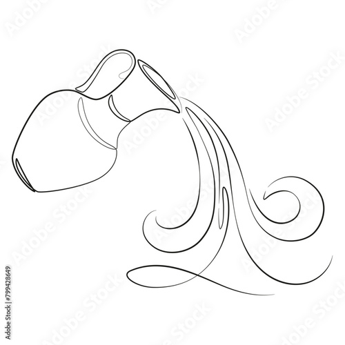 amphora, antique jug, aqua, aquarius, art, artwork, astrological, astrological sign, astrology, astronomy, black and white, continuous, contour, drawing, drinking jug, element, emblem, esoteric, graph