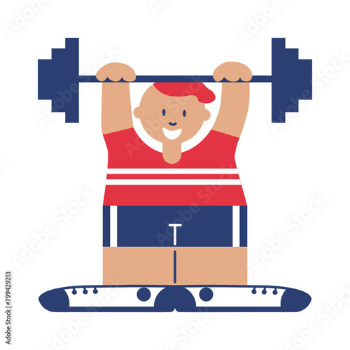 Weightlifting. Sports. Man with lift weights. Sports. Sketch vector illustration