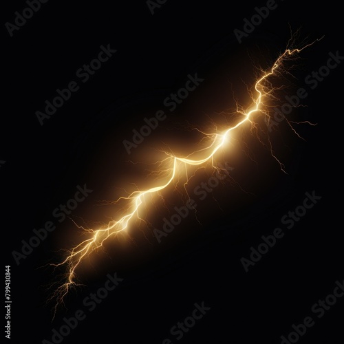 Gold lightning, isolated on a black background vector illustration glowing gold electric flash thunder lighting blank empty pattern with copy space