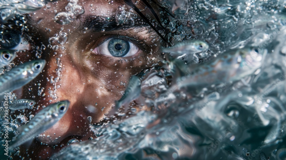 A macro shot capturing the dynamic movement and clarity of bubbling water, representing purity and fluidity