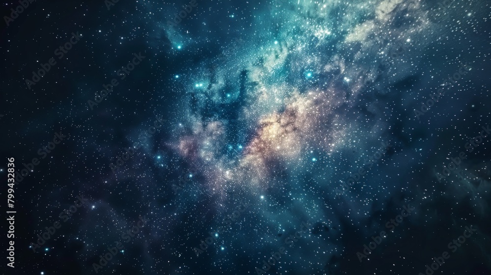 Close up of galaxy stars blue sky