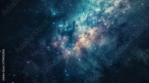 Close up of galaxy stars blue sky