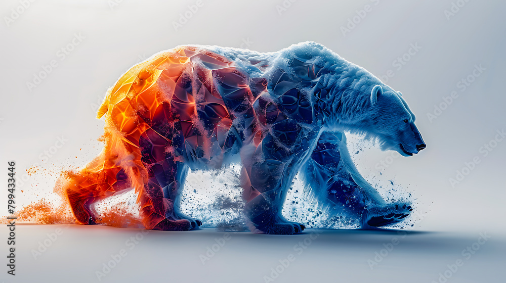 Abstract illustration of a following polar bear. A body consisting of many multi-circle pastel flares. Abstract illustration of a following polar bear. A body consisting of many multi-circle pastel flares.