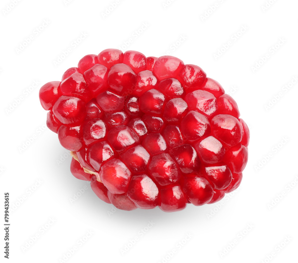 Fresh ripe pomegranate seeds isolated on white, top view Fresh ripe pomegranate seeds isolated on white, top view