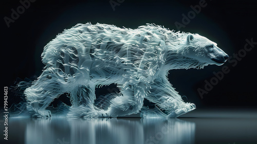 Abstract illustration of a following polar bear. A body consisting of many multi-circle pastel flares.