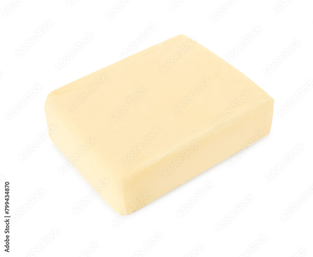 Block of tasty butter isolated on white