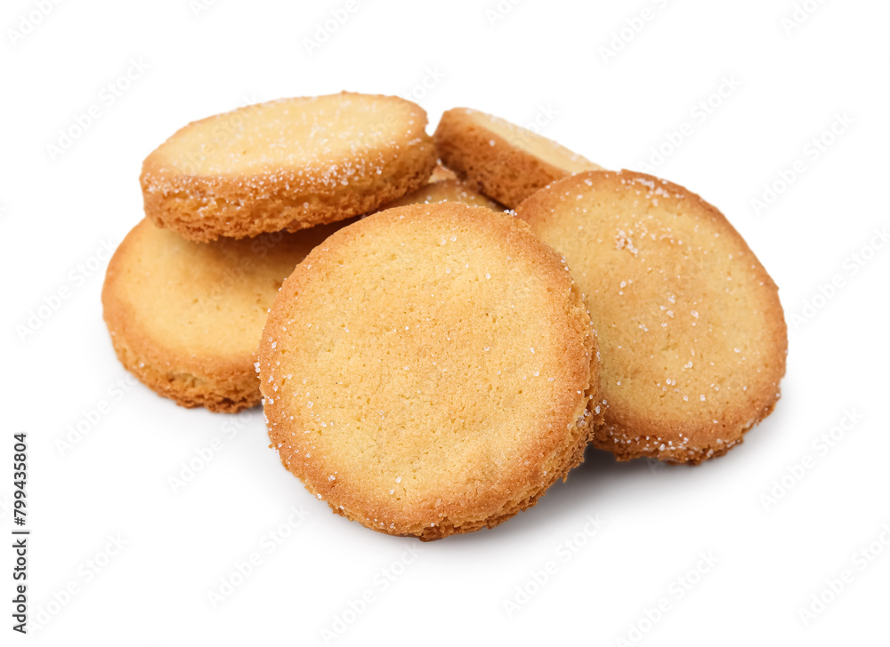 Tasty sweet sugar cookies isolated on white