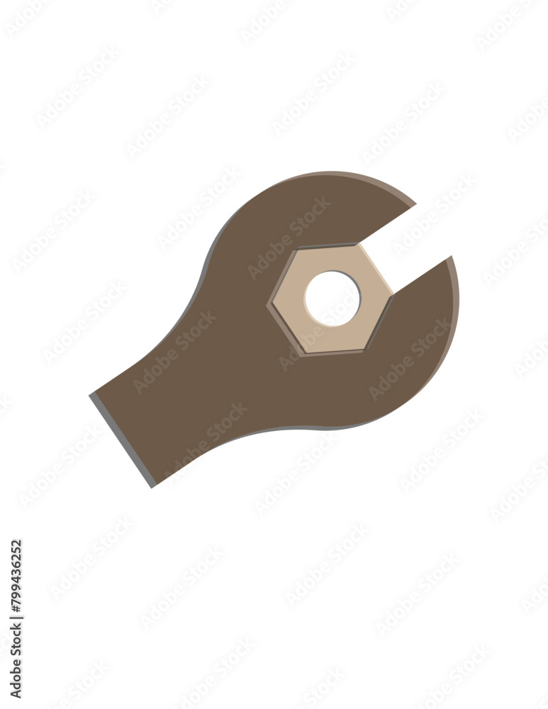 A wrench with a hexagonal head is shown in a white background A wrench with a hexagonal head is shown in a white background