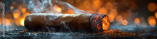 Fiery Cigar End on Ashy Surface - Luxury and Leisure Concept photo