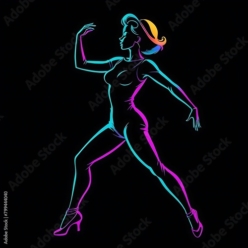 Dancer Performing Routine With Graceful Pose with neon © Michel 