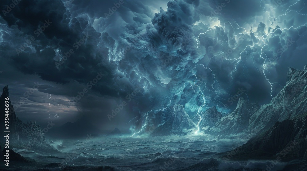 Fototapeta premium Storm approaching rocky ocean cliff