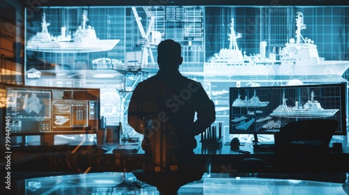 Digital Innovation in Maritime Engineering Naval Architect Designing Ships with Virtual Models and SEO Analytics