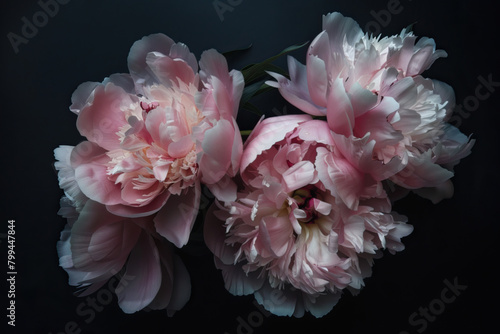 Double Peonies light through flowers and leaves