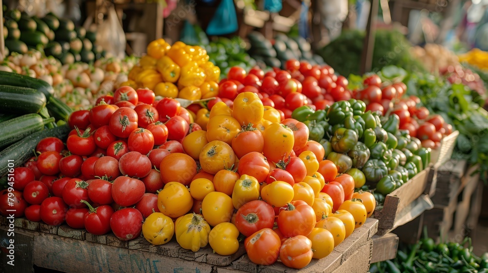 Assorted Fruits and Vegetables Display