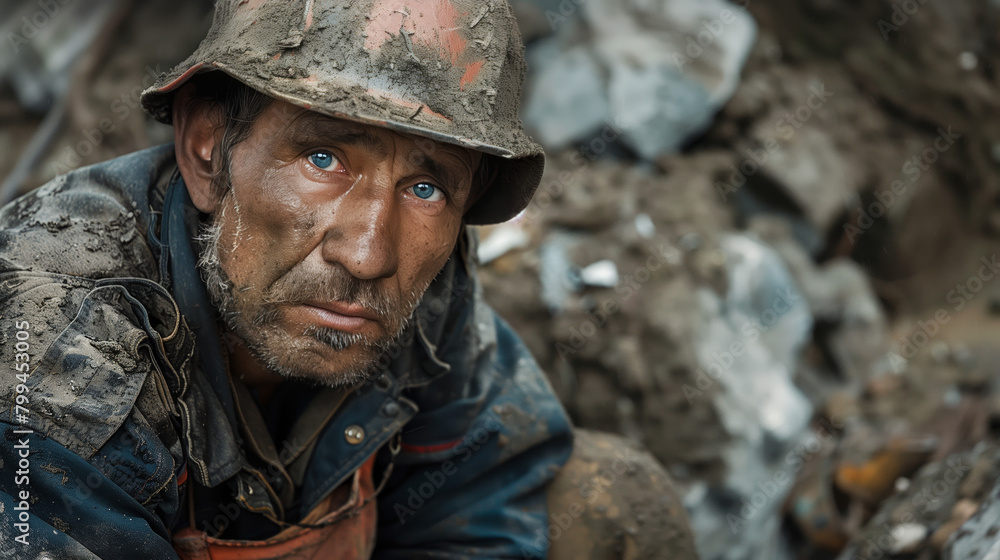 A worker laboring in difficult conditions, enduring physical exertion and discomfort to complete their tasks with resilience and determination. A worker laboring in difficult conditions, enduring physical exertion and discomfort to complete their tasks with resilience and determination.