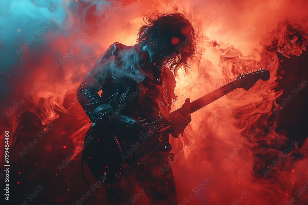 A musician performing on stage with infectious enthusiasm, captivating the audience with soulful melodies and electrifying energy. Concept of musical expression and performance. Generative Ai.