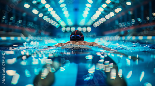 A swimmer training tirelessly in the pool, building endurance as they clock lap after lap, preparing for the physical and mental demands of competition. photo