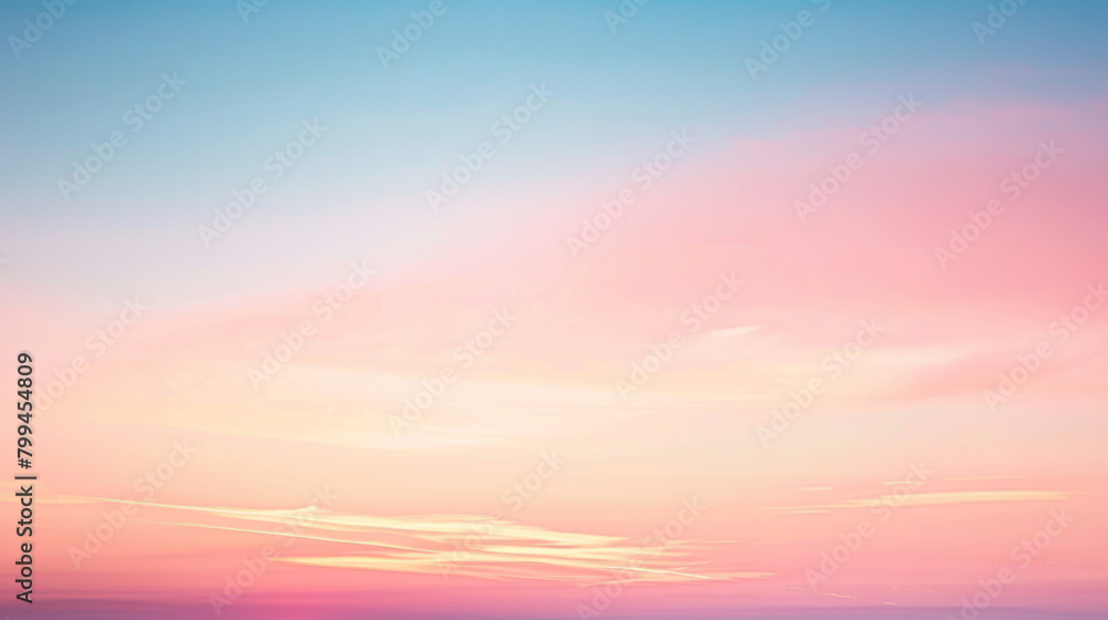 Tranquil and ethereal beauty of pastel sunset sky as a background or wallpaper with calm and serene dusk and gentle sunrise and sunset in a variety of soft hues and peaceful pastel colors