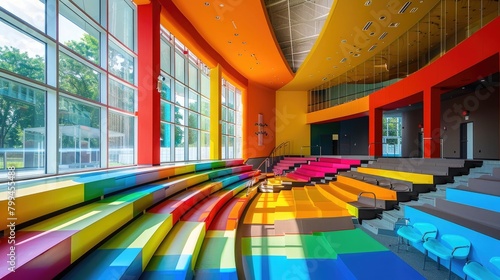 Vibrant Color Guidelines Structuring a Stylized Podium