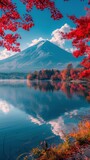 Tree-lined Lake With Mountain Background