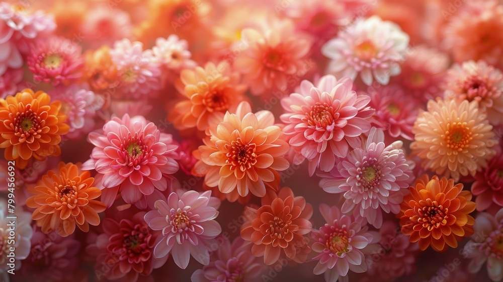Cluster of Pink Flowers With Orange Centers