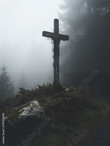 cross in the fog