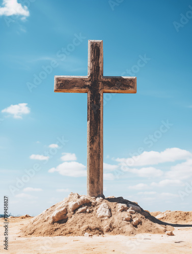 cross on the top of mountain