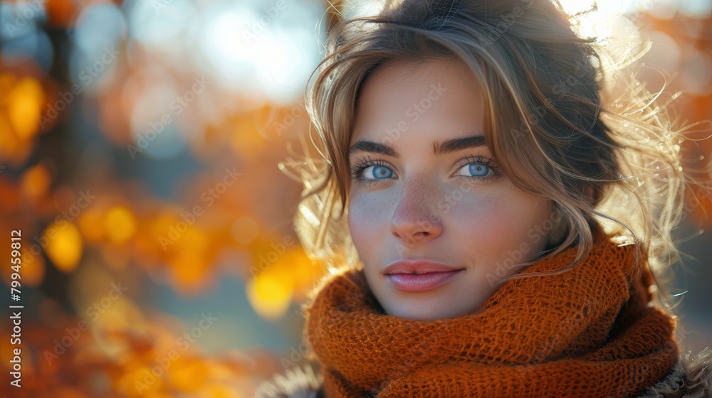 Woman Wearing Scarf Around Neck Woman Wearing Scarf Around Neck