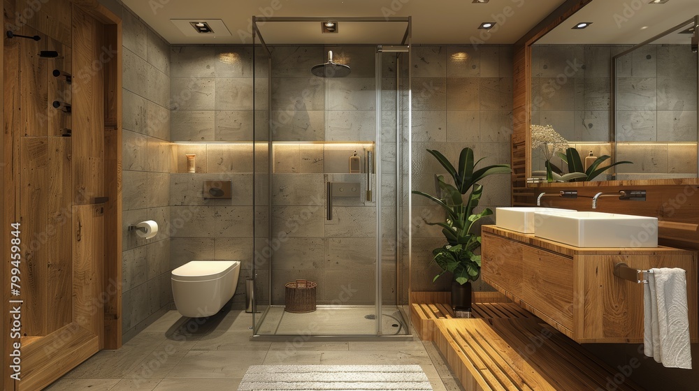 Spacious Bathroom With Walk-In Shower Spacious Bathroom With Walk-In Shower