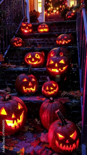 Wallpaper Mural Halloween pumpkin on background old house and cemetery in full moon. Scary happy Halloween motives. Torontodigital.ca