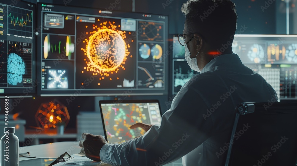 Fototapeta premium AIPowered Pandemic Simulation Analyzing Spread Patterns and Intervention Outcomes