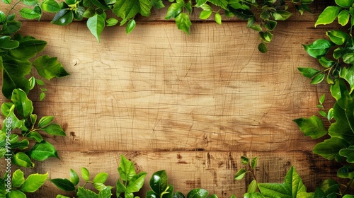 Setting Green Nature Background Complements Wooden Table