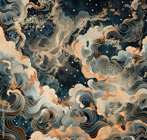 Ukiyo-E Galaxy Celestial Elegance