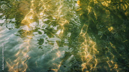 Tranquil image capturing the interplay of sunlight and gentle ripples on a water surface  creating an abstract pattern of light and shadow in nature