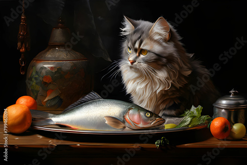 Cat in the kitchen and fish
Generative AI