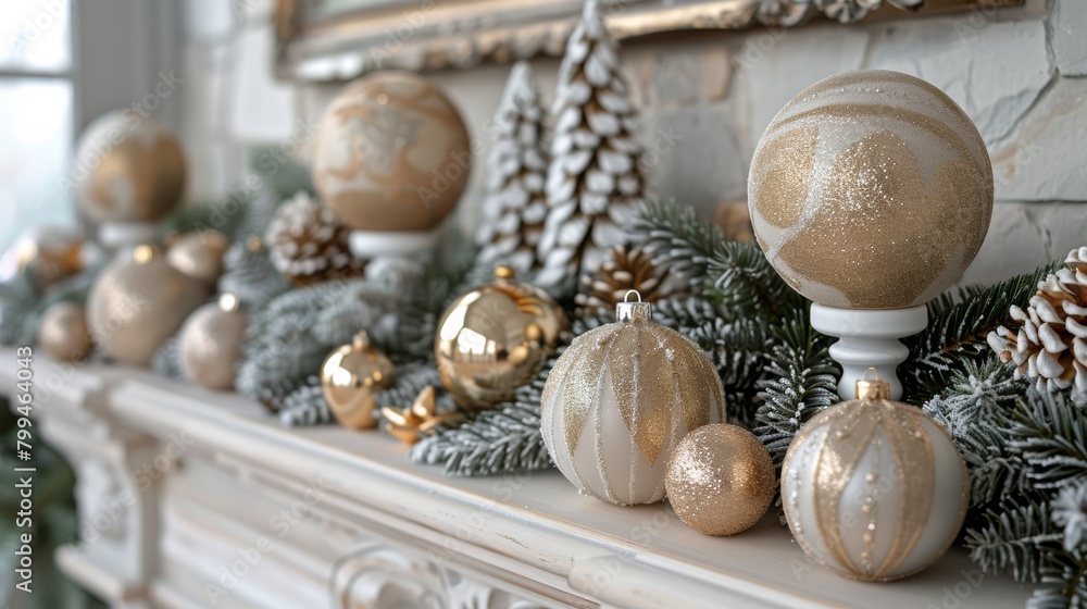 Christmas Ornaments Adorning Mantle Christmas Ornaments Adorning Mantle
