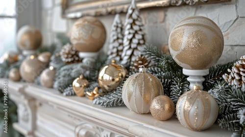 Christmas Ornaments Adorning Mantle © ArtCookStudio