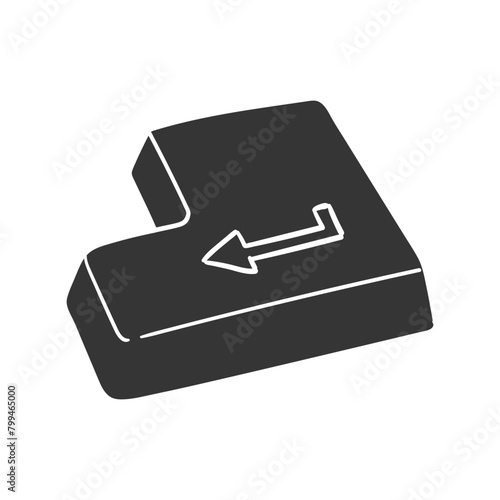 Enter Key Icon Silhouette Illustration. Keyboard Vector Graphic Pictogram Symbol Clip Art. Doodle Sketch Black Sign.