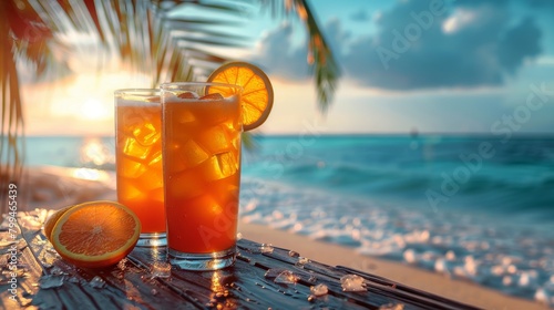 Glass of Orange Juice on Top of a Rock