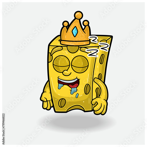 Cheese Mascot Character Cartoon With Sleep expression.