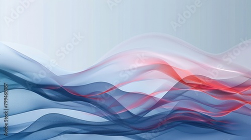 Generate a vector background featuring overlapping abstract waves in blue and red, strategically designed with copy space photo