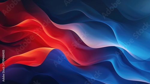 Generate a vector background featuring overlapping abstract waves in blue and red, strategically designed with copy space