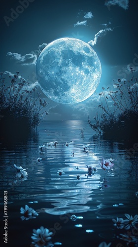 Full Moon Over Lake
