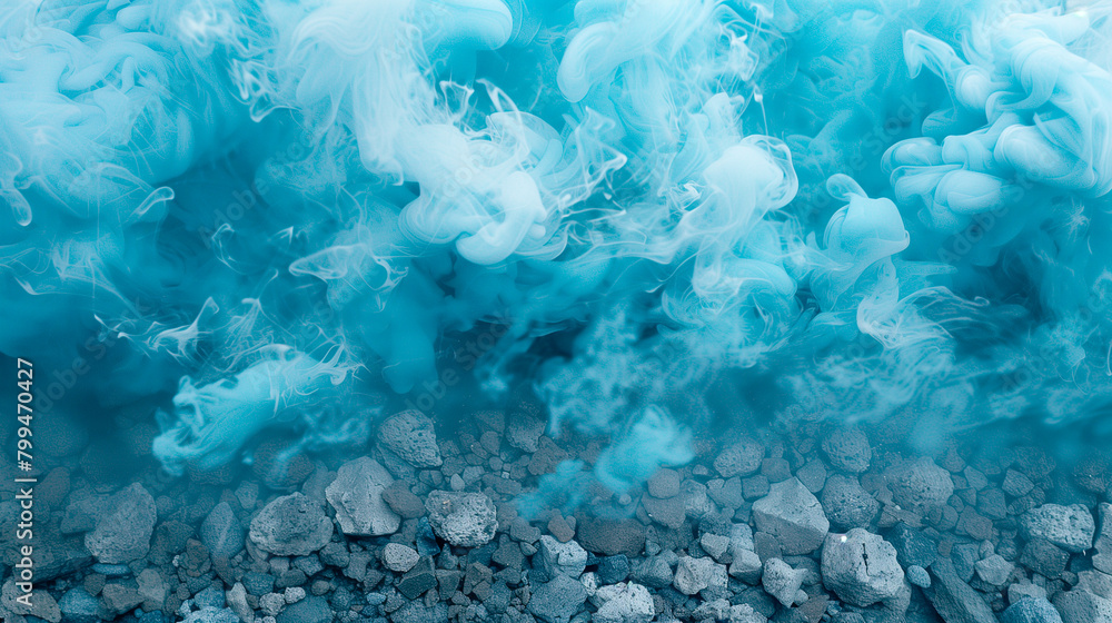 Stone background with blue smoke Stone background with blue smoke