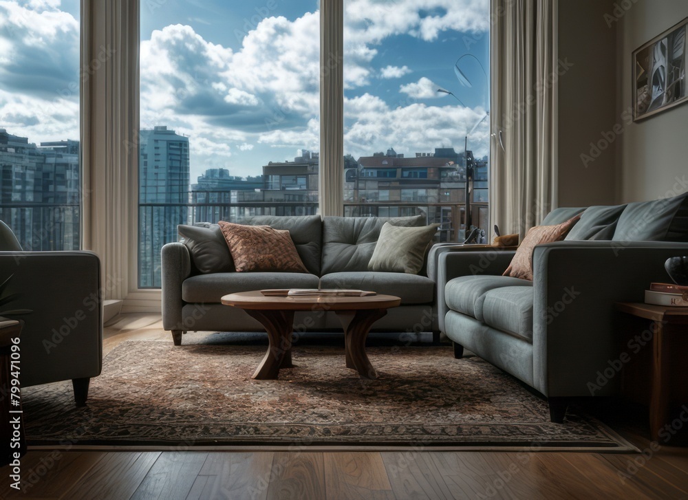 Sofa in living room with copy space interior Sofa in living room with copy space interior