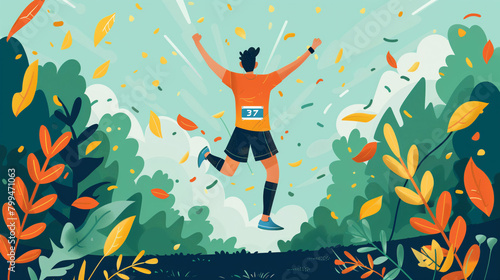 A person reaching a personal milestone or goal, whether it's running a marathon, publishing a book, or learning a new skill, reveling in the sense of triumph and accomplishment.