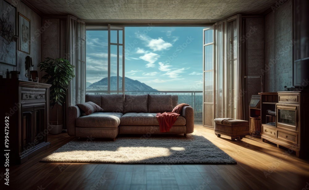 Sofa in living room with copy space interior Sofa in living room with copy space interior