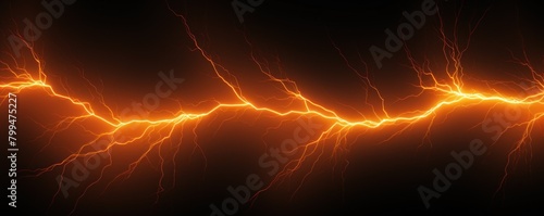 Orange lightning, isolated on a black background vector illustration glowing orange electric flash thunder lighting blank empty pattern with copy space