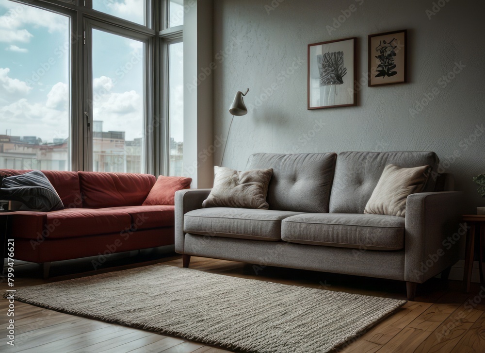 Fototapeta premium Sofa in living room with copy space interior