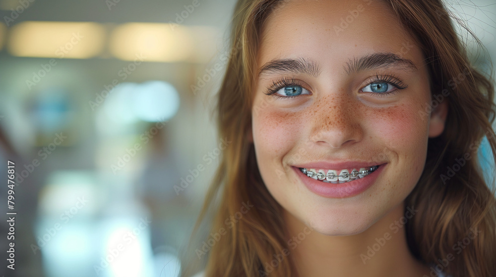 Confident Young Female with Dental Braces Confident Young Female with Dental Braces